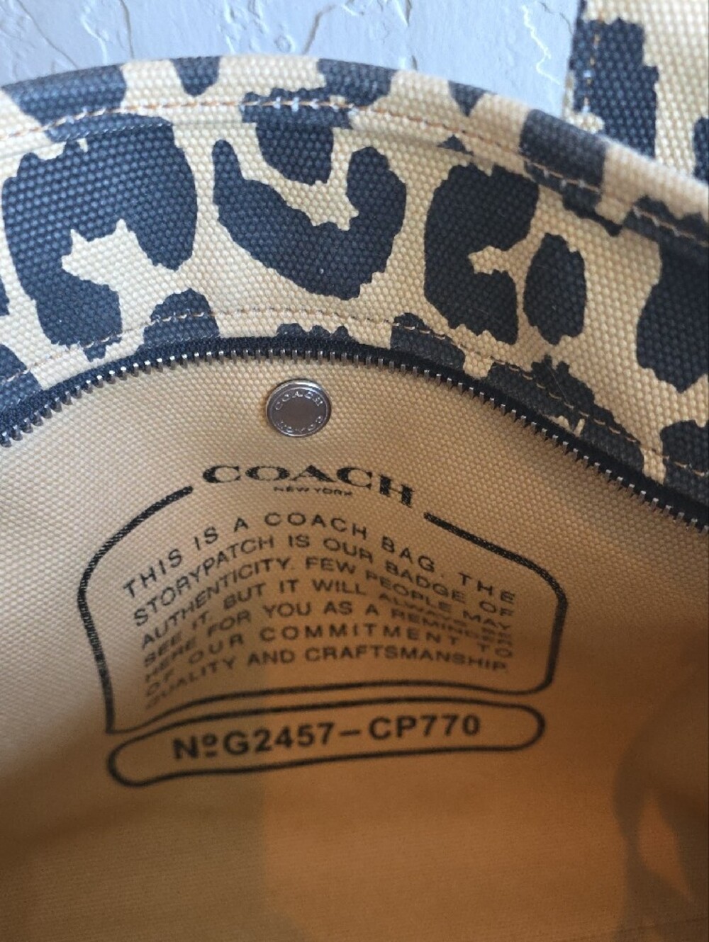 Coach Leopard-Print Canvas Tote Bag - Beige & Black - Picture 6 of 7